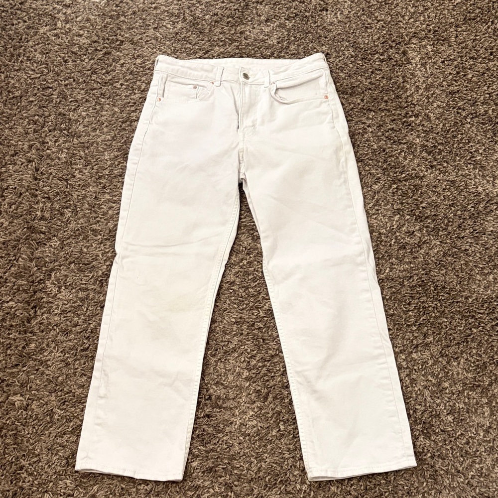 H&M Cropped Straight White Jeans